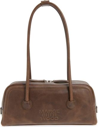 Margesherwood Soft Boston Leather Shoulder Bag in Washed Brown Pull-Up at Nordstrom