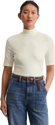 Marc O'Polo Rollkragenshirt MARC OPOLO, Damen, Gr. M, weiss (wei&szlig; cotton), Jersey, Obermaterial: 91% Modal, 9% Elasthan, normal, Shirts Rollkragenshirt, slim fit,