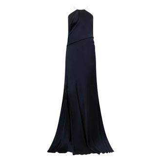 Victoria Beckham Gowns, female, Black, Size: M Chain Detail Halter Gown