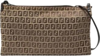 Fendi Pre-owned Cross Body Bags, female, Beige, Size: ONE SIZE Pre-owned Canvas Crossbody Bag
