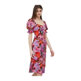 Paul Smith Jurk met ballonmouwen en bloemenprint - Dames - Casual kleedjes - Roze - XS - Polyester - Kleedjes