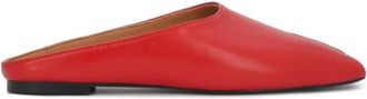 Kazar Slippers in rode kleur met een opening op de neus - Dames - Slip ons - Rood - 36 EU - Leer - Schoenen