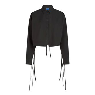 Karl Lagerfeld Shirts, female, Black, Size: XS Washed Cotton Blouse