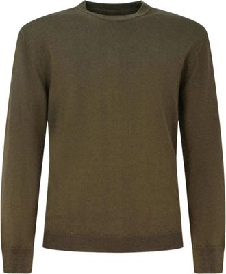 Woolrich Garment Dyed Knitted Crewneck - Heren - Ronde hals truien - Groen - M - Wol - Truien & Vesten