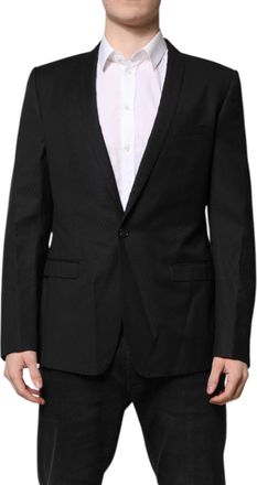 Dolce & Gabbana Mens Black Gold Single Breasted Suit Coat Blazer Virgin Wool