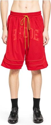 Rhude Baggy Collegiate Logo Short - Heren - Korte Broeken - Rood - S - Polyester - Korte Broeken
