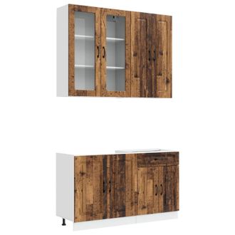 vidaXL Unidad De Cocina Kalmar 4 Uds. Madera Envejecida Vidaxl