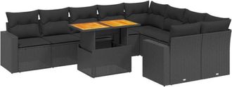 vidaXL Vidaxl - Set De Sof&aacute;s De Jard&iacute;n 10 Pzas Cojines Rat&aacute;n Sint&eacute;tico Negro