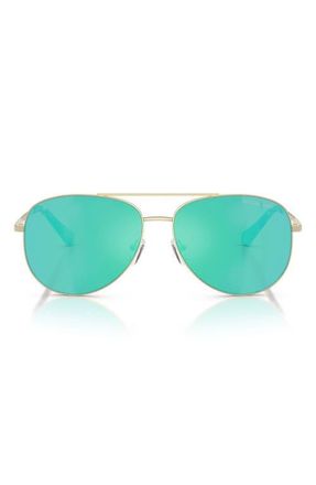 Michael Kors Perledo 58mm Polarized Pilot Sunglasses in Light Gold /Blue Polar at Nordstrom