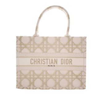 Dior Tweedehands Medium Ge&euml;mbroideerde Canvas Cannage Boekentas