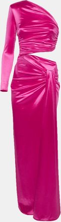 Elisabetta Franchi Pink Satin Draped Cut Out Maxi Dress