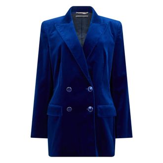 Alberta Ferretti Velvet Blazer - female - Alberta Ferretti - Blazers - Blue - L - Jackets