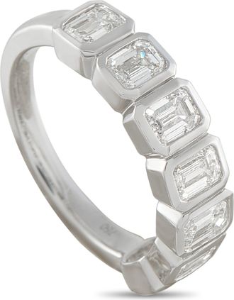 Luxury Bazaar 18K White Gold 1.75 ct Diamond Emerald-Cut 7-Stone Ring ALR-19581