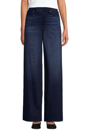 Lands End Starfish Denim High Rise Wide Leg Jeans in Dark Indigo Blue Wash at Nordstrom, Size X-Small Short