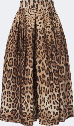 Dolce & Gabbana Leopard-print cotton midi skirt