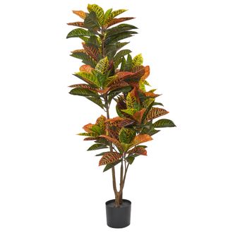 Beliani Planta Artificial En Maceta Para Interior Decoraci&oacute;n De Pl&aacute;stico 140 Cm Codiaeum
