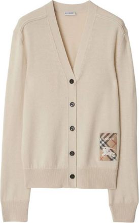 Burberry Check EKD Label Wool Cardigan, Size Medium