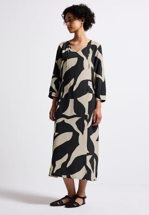 Street One Midikleid STREET ONE, Damen, Gr. 34, N-Gr, grau (whale tail grau), Web, Obermaterial: 100% Viskose, bedruckt, l&auml;ssig geschnitten ca. Mitte Wade, V-Aus