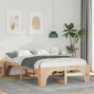 Berkfield Home Floor Bed Frame with Storage Brown 135 x 190 cm Pine wood