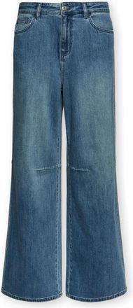 Elena Miro Flare jeans met gestikte details - Dames - Loose Fit Jeans - Blauw - 3XL - Katoen - Jeans