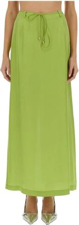 Alysi Maxi Rok met Strikceintuur - Dames - Maxi Rokken - Groen - M - Leer - Rokken