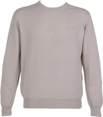 Harmont & Blaine Katoenen coltrui met borduursel - Heren - Ronde hals truien - Beige - L - Katoen - Truien & Vesten