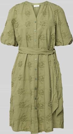 s.Oliver Red Label Regular Fit Tunikakleid mit Ballon&auml;rmeln in Khaki, Gr&ouml;&szlig;e 38