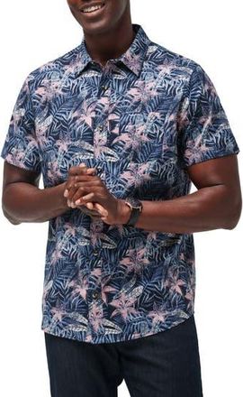 Travis Mathew Shoot the Channel Floral Short Sleeve Stretch Button-Up Shirt in Heather Total Eclipse at Nordstrom Rack, Size Medium