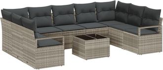 vidaXL Garden Sofa Set with Cushion 10 pcs Brown and Cream Poly Rattan vidaXL