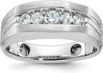 Diamond2Deal 14k White Gold Lab Grown Diamond 5-Stone Band Ring 1/2Ct Clarity- VS Color- G-H