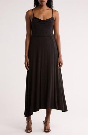 Loveappella Drape Midi Dress in Black at Nordstrom Rack, Size X-Large
