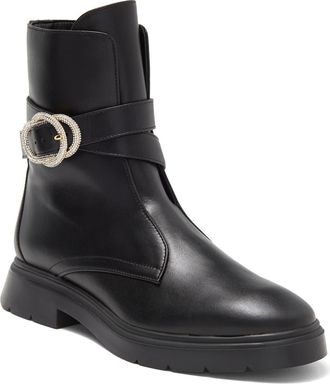 Stuart Weitzman Crystal Buckle Zip Bootie in Black at Nordstrom Rack, Size 5.5