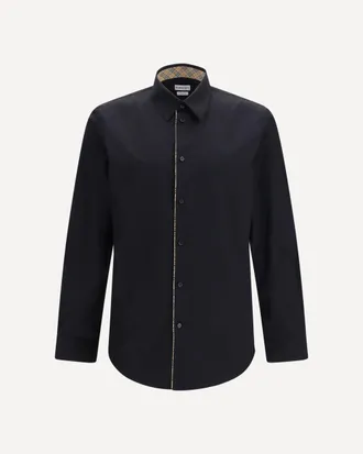 Burberry Cotton Shirt with Check trims Male S