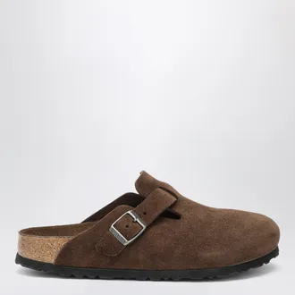 Birkenstock Sabot Boston marrone in pelle scamosciata