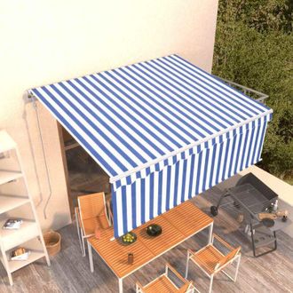 vidaXL Vidaxl - Toldo Autom&aacute;tico Retr&aacute;ctil Con Persiana Azul Y Blanco 4x3 M