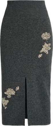 Erdem Gonna midi con decorazione a fiori - Grigio