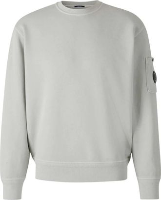C.P. Company Grijze trui met blauwe patch - Heren - Sweatshirts - Grijs - XL - Hoodies & sweatvesten