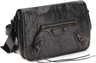 Balenciaga Mens Small Le City Shoulder Bag Black Lamb Ovis Aries