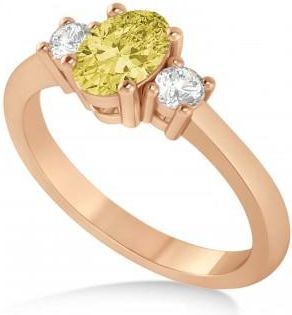Allurez Oval Yellow & White Diamond Three-Stone Engagement Ring 14k Rose Gold (1.20ct)