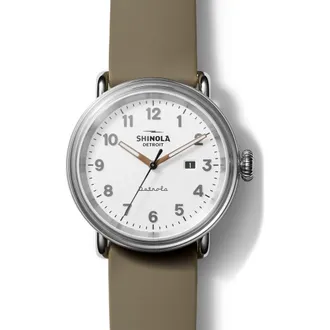 Shinola Detrola Silicone Strap Watch, 43mm in White at Nordstrom
