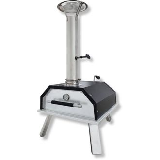 No Brand No Brand - Forno per pizza portatile a legna in acciaio colore alluminio e nero