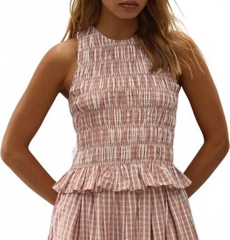 Faithfull The Brand Cales Top In Paloma Check Cinnamon