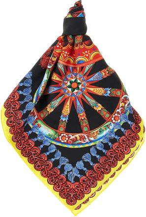 Dolce & Gabbana Accessoires, Dames, Veelkleurig, ONE Size, Zijden sjaal met Carretto-print