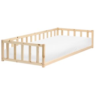 Beliani Cama De Suelo Infantil De Madera De Pino Con Somier De L&aacute;minas Marr&oacute;n Claro 90 X 200 Cm Auribeau