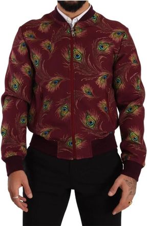 Dolce & Gabbana Full Zip Bomberjack - Heren - Bomber jackets - Rood - M - Polyester - Jassen