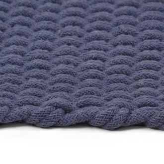 Berkfield Home Rug Rectangular Navy Blue 160x230 cm Cotton | Size: 100 cm diameter