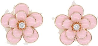 Self Portrait Pink Floral Enamel Zircon Drop Earrings