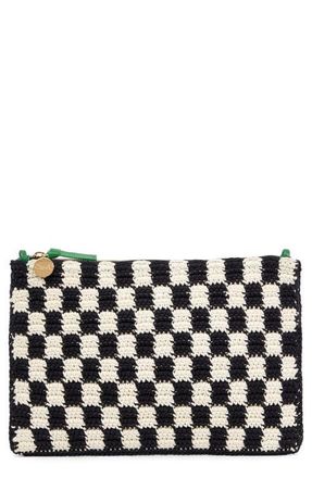 Clare Vivier Checkerboard Knit Flat Clutch in Black/Ivory Multi at Nordstrom