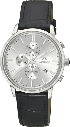 Porsamo Bleu Aura Chronograph Genuine Leather Silver Tone and Black Mens Watch 1431AAUL