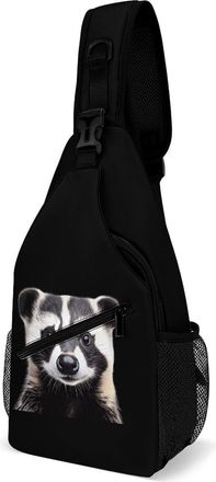 Generic Badger Mens Shoulder Bags Sling Crossbody Backpack Travel Hiking Chest Bag with Small Side 38x20cm